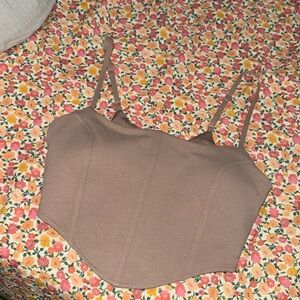 Women’s alo yoga taupe bustier bralette bra crop top size small workout top